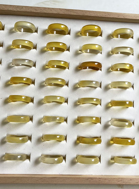 锦鲤色！天然冰种黄玉髓戒指女玛瑙正品素圈闭口指环玉石尾戒配饰