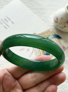 天然绿玛瑙玉石手镯 显白女款镯子送妈妈生日礼物送长辈 一物一图