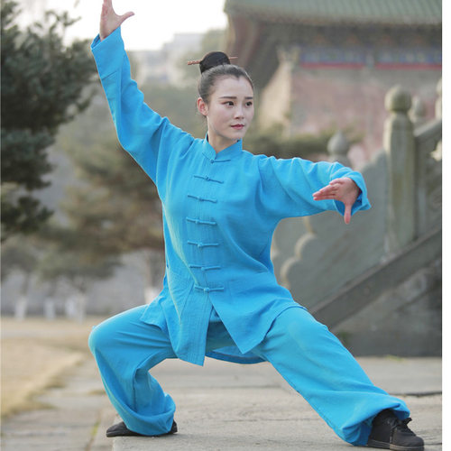 夏季亚麻太极服女武术表演服中老年武术服太极拳服装练功服男 - 图3