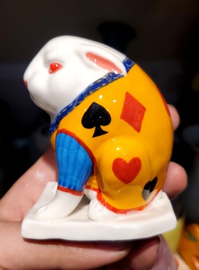 塑新社手作陶艺爱丽丝的白兔文房摆件包邮