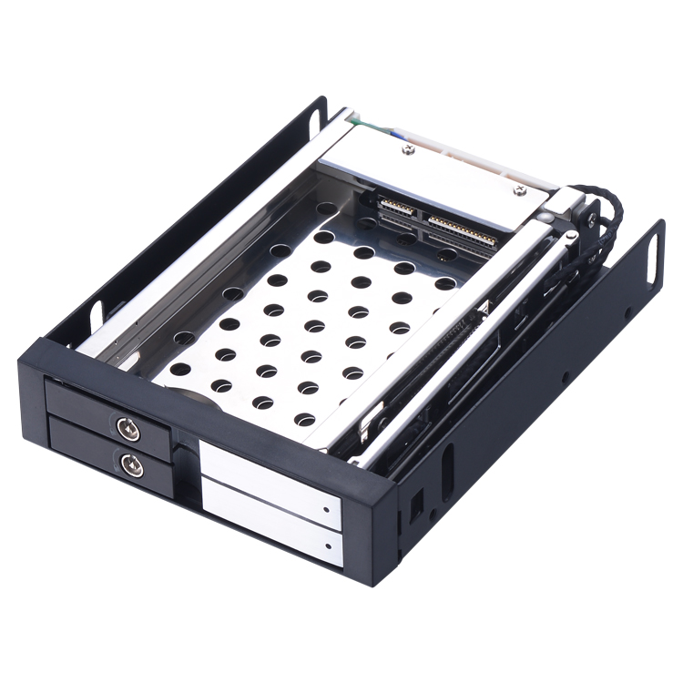 unestech 2.5寸软驱位热插拔双盘位铝合金安全锁内置硬盘抽取盒-图3