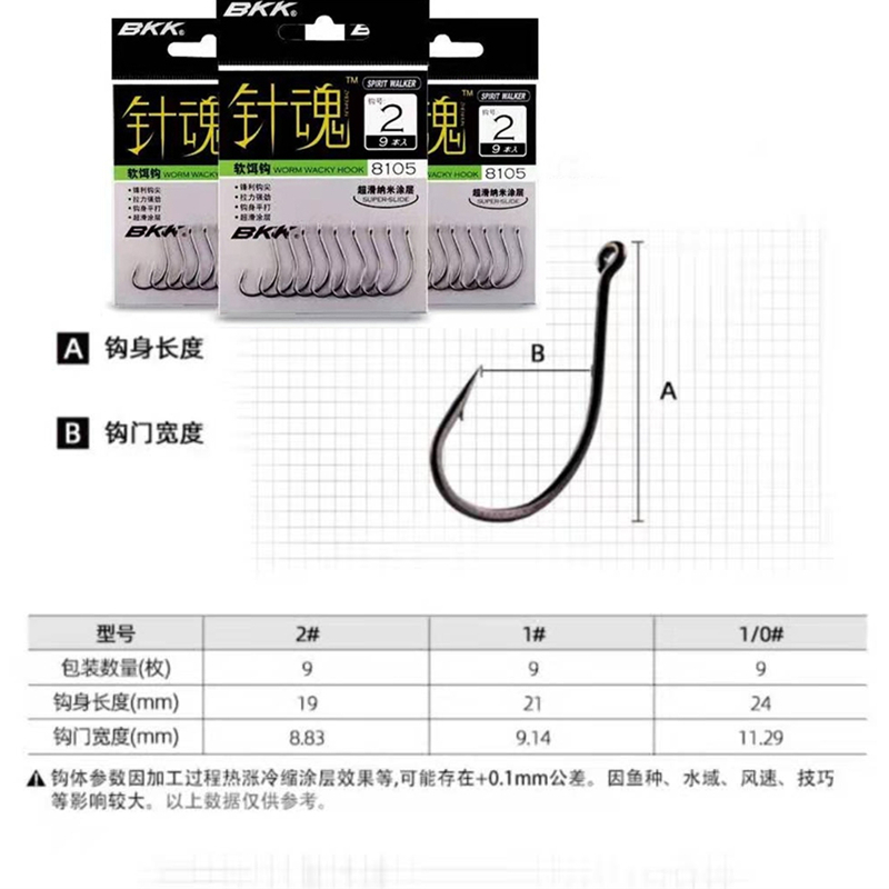 BKK黑金刚倒钓钩鲈鱼钩8003Wacky8103黑坑鲈鱼路亚软饵鱼钩软虫钩 - 图1