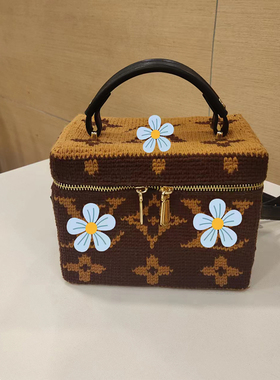 老花化妆包钩针手工编织材料包