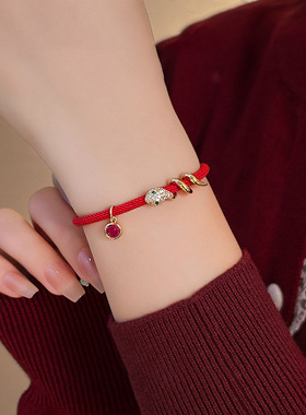 灵动游蛇锆石红绳手链女小众设计精致高级感本命年新年礼物手饰品