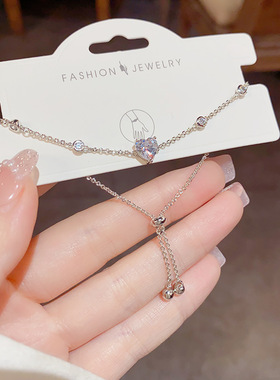 ins风甜酷时尚精致爱心链条手链 高级感小众设计感夏季百搭手饰品