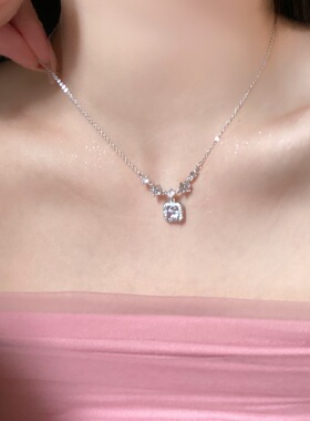 小众方形锆石吊坠项链女高级感个性简约百搭气质时尚颈链锁骨链