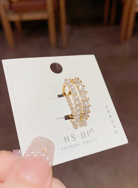 轻奢小众设计精致锆石小米珠戒指气质时尚高级感简约超闪甜美指环