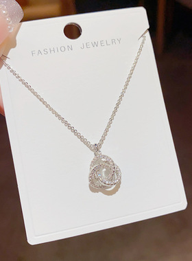 韩式时尚高级感满钻双圆圈耳钉小众设计轻奢项链个性气质简约耳环