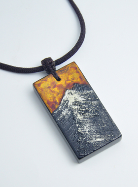 测试推荐竞仙男木大漆吊坠漆器