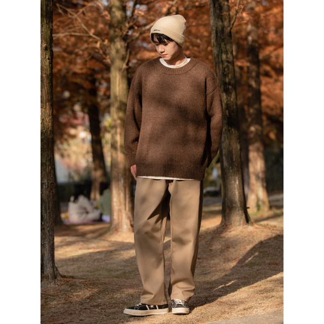 Loose round neck solid color sweater inner layer