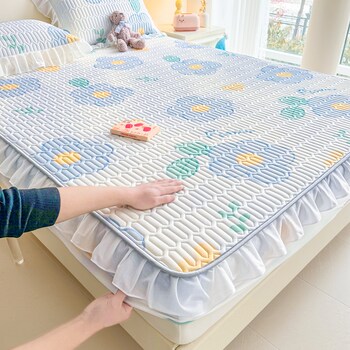 Class A Antibacterial Latex Mat Four-piece Set Printed Side Sheets Summer Mat Three-piece Dormitory Air Conditioning Foldable Soft Mat