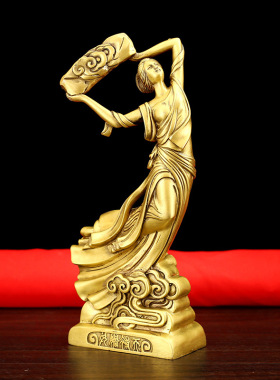 纯铜女娲补天摆件 女娲飞天站像 大地圣母 家居玄关工艺品摆饰