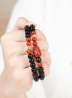 印度小叶紫檀DIY瑞款手链 规格6×7MM男女首饰文玩念珠厂家批发