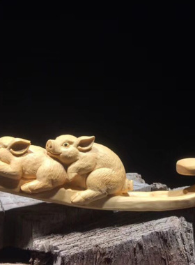 小叶黄杨如意猪 家居摆饰摆件 文玩雕刻 雕制作 厂家出售