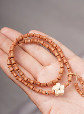 芭比檀香竹节珠DIY花花款手链 规格5×7男女文玩首饰念珠厂家批发