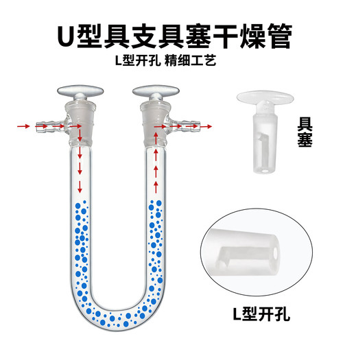 U形干燥管U型具支具塞干燥管13*100/15*150/18*180/20*200可定制 - 图1