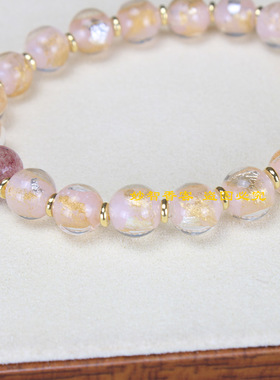 金沙宫廷风香灰金箔琉璃女手串