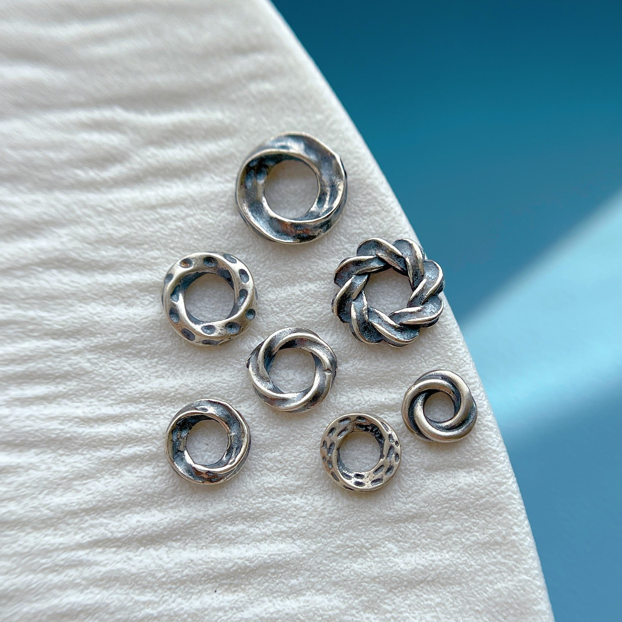 925纯银饰配件麻花锤纹手链隔珠隔片盘缠跑环连接环闭口圈diy配饰,淘宝优惠券,粉丝福利购,淘宝优惠卷