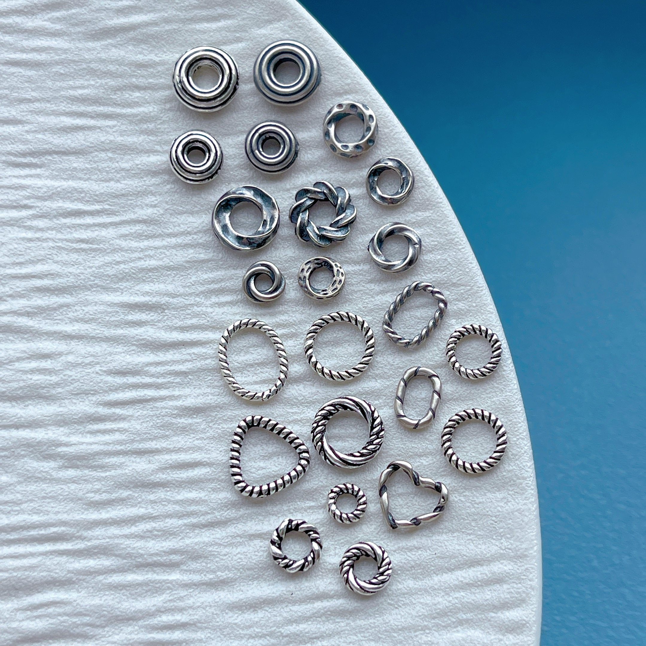 925纯银饰配件麻花锤纹手链隔珠隔片盘缠跑环连接环闭口圈diy配饰,淘宝优惠券,粉丝福利购,淘宝优惠卷