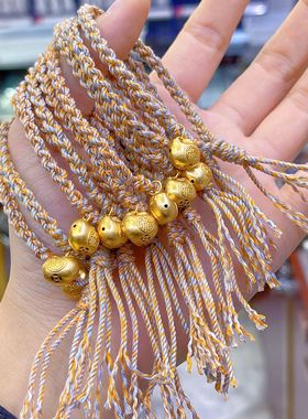 纯银手链小胖福金坨坨红绳手串女