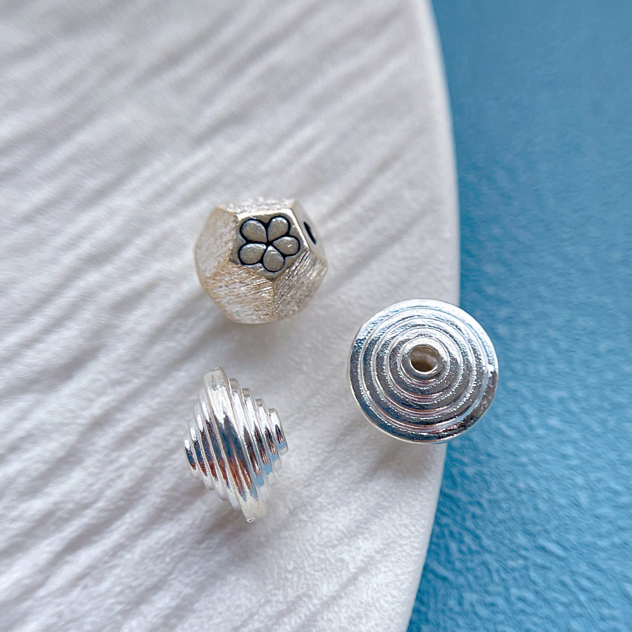 s925纯银饰配件锤纹拉丝竹节飞碟珠桶珠爱心隔珠diy手串项链编绳,淘宝优惠券,粉丝福利购,淘宝优惠卷