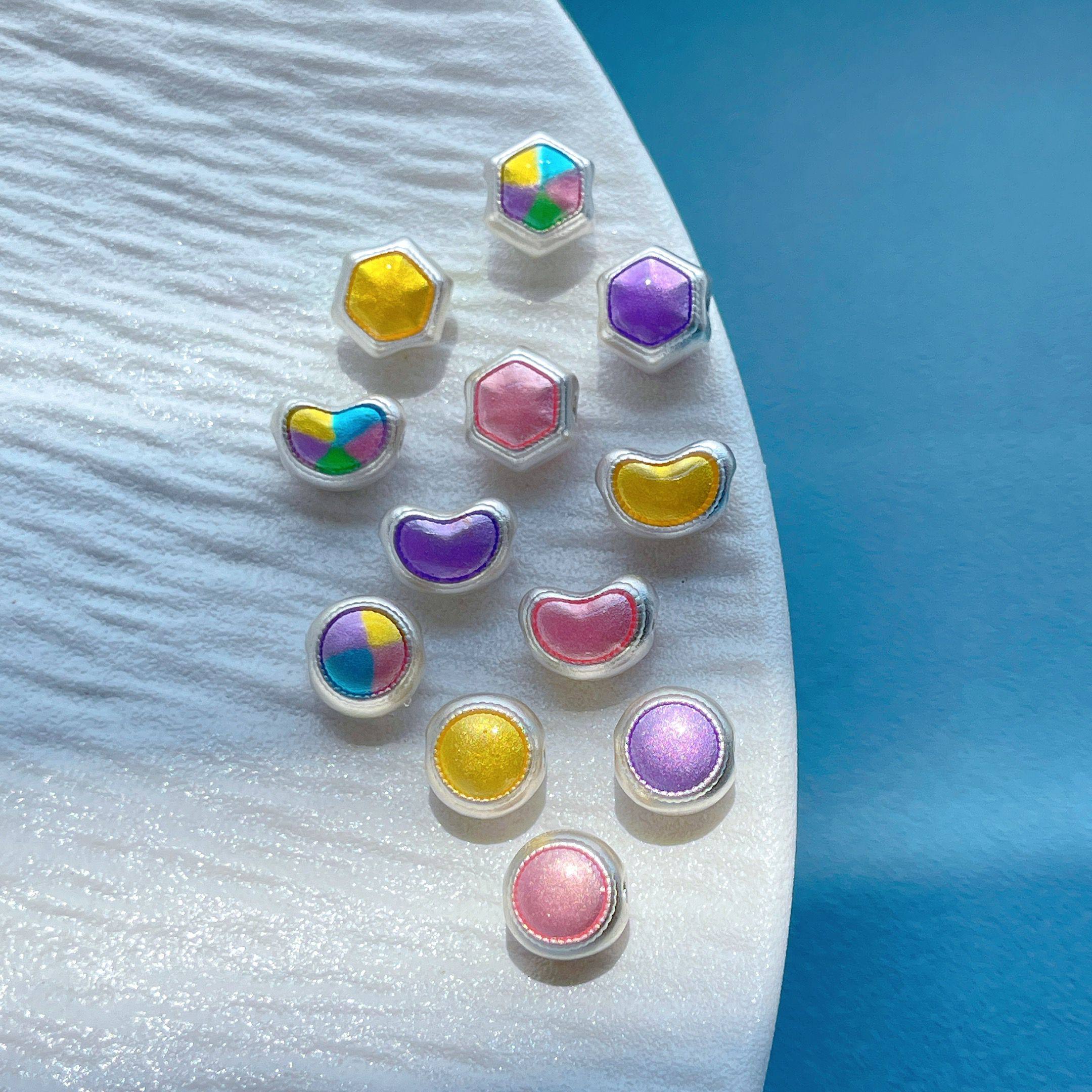 足银999纯银饰配件烧蓝彩虹糖果色月亮几何六边形圆形隔珠背云diy,淘宝优惠券,粉丝福利购,淘宝优惠卷