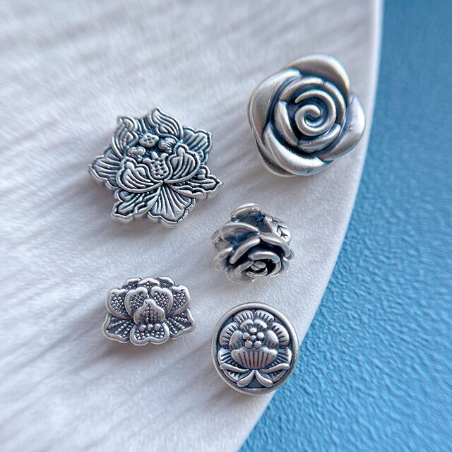 Sterling silver foot anemone rose flower butterfly love flower magnolia flower