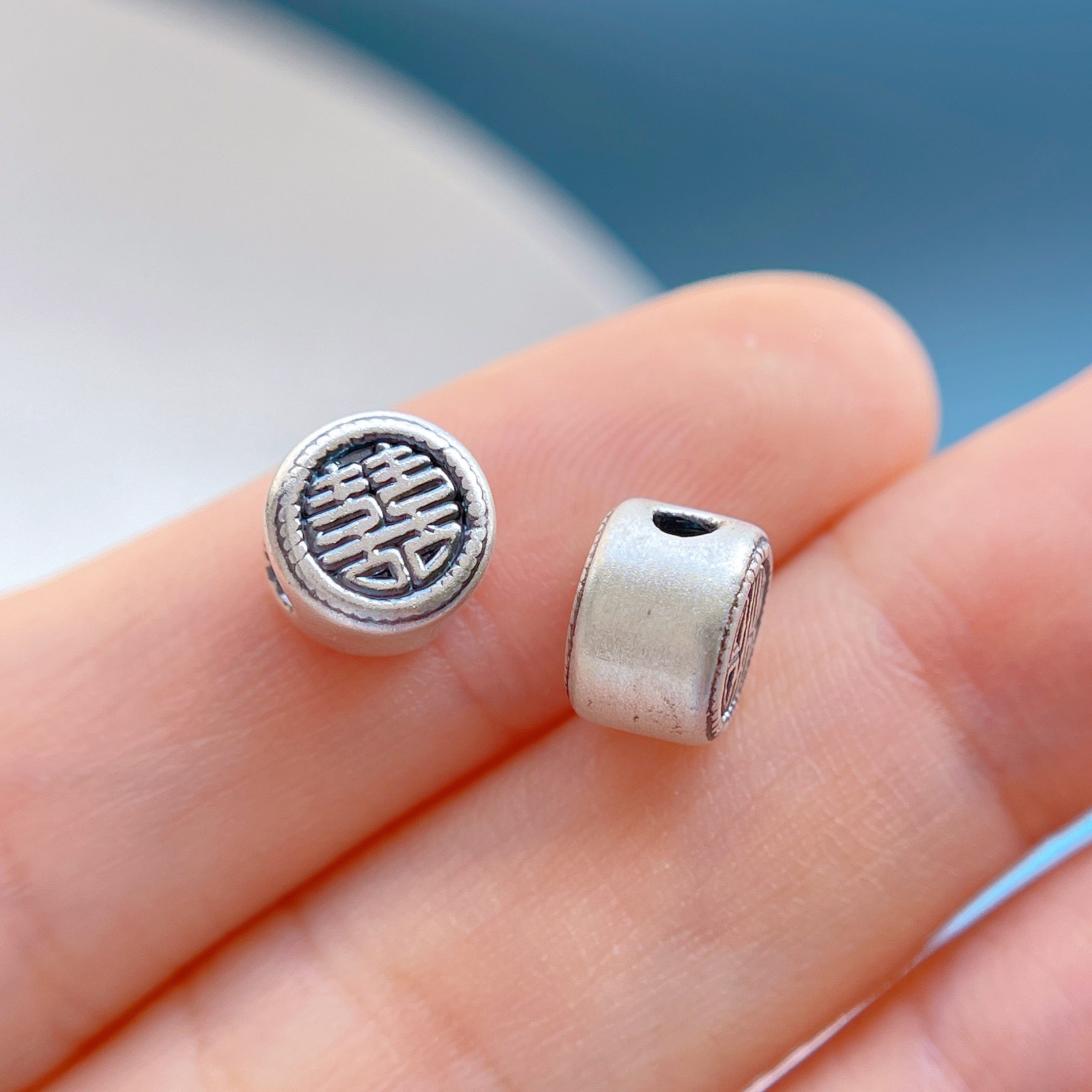 足银99纯银饰配件平安喜乐余生有你纳福有钱事事如意隔珠福字桶珠,淘宝优惠券,粉丝福利购,淘宝优惠卷