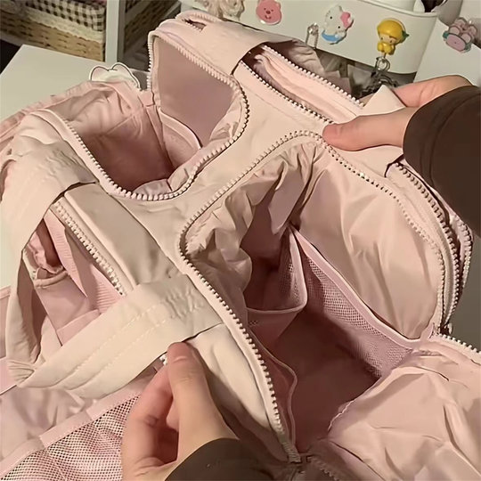 Almacenamiento que pertenece a J people~Bolsa de cosméticos rosa de gran capacidad, neceser multicapa para mujer, bolsa de almacenamiento ligera portátil para estudiantes
