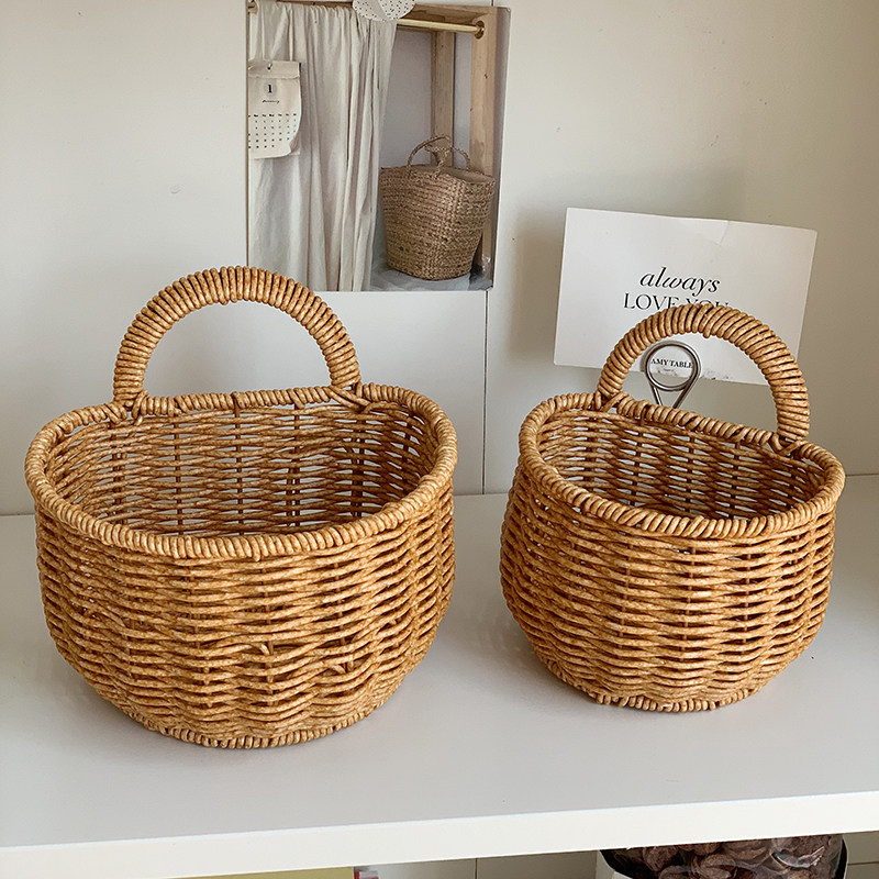 姜蒜收纳筐厨房壁挂收纳篮复古手提小篮子家用多功能水果篮挂篮,淘宝优惠券,粉丝福利购,淘宝优惠卷