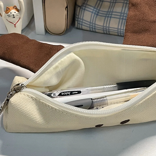 原创可爱卡通刺绣小狗笔袋大容量ins风中小学生零钱包文具收纳袋 - 图1