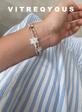 「罗马假日」南法六角星天然马蹄贝双链原创小众手链