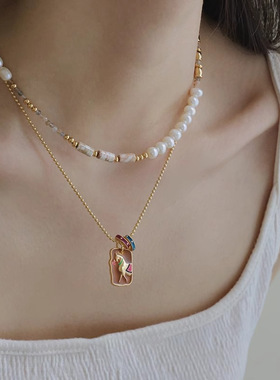 轻奢小众气质天然珍珠项链串珠新中式国风毛衣链金色2025新款