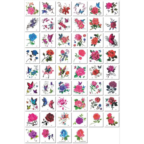 52张花朵纹身贴纸网红持久防水中国不永久年性感情趣彼岸花1ins风