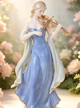 欧式西洋美少女创意陶瓷摆件简约现代工艺品家居装饰客厅房间摆设