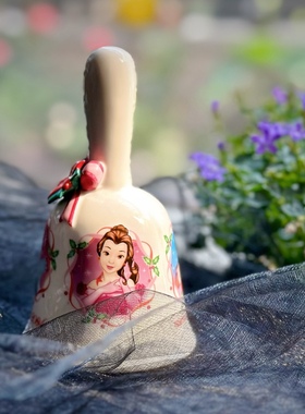 迪士公主浮雕蝴蝶结白色铃铛无芯