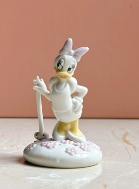 持续瓷生 陶瓷少件唐老鸭黛丝手绘摆件中古迪士*卡通创意工艺品