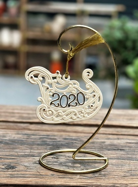 出口圣诞树挂件镂空陶瓷挂牌装饰