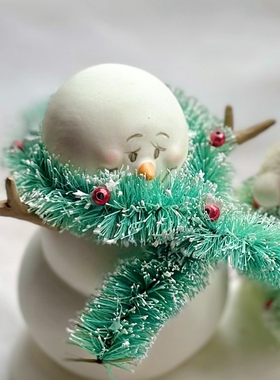 持续瓷生 Department56雪娃雪宝雪人红帽子围巾可爱表情创意摆件