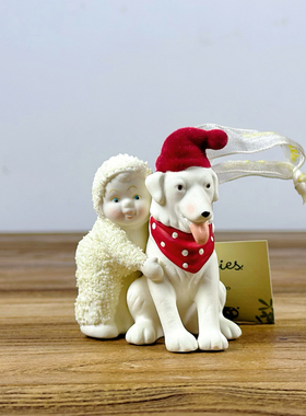 雪娃姜饼雪屋小狗摆件