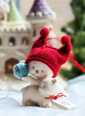 胖雪娃猫咪毛线铃铛摆件工艺品