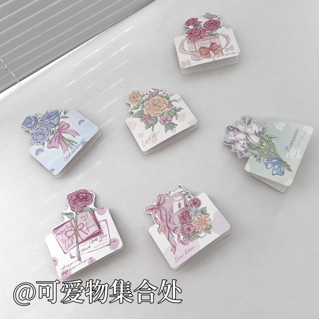 八张价玫瑰郁金香花束贺卡情人节节日礼物装饰卡祝福语卡片留言卡