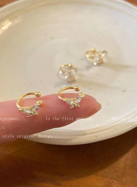 儿童蝴蝶表演耳骨夹女童甜酷街舞爵士舞无耳洞耳钉配饰舞台走秀耳