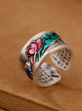 乡恋情女纯银戒指民族风