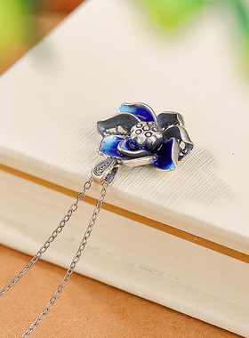 景泰蓝复古做旧荷花吊坠