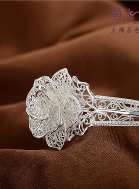 开口宽面原创时尚风银手镯