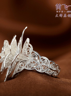 手工原创镂空夸张宽面民族风戒指