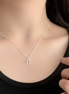 【两件包邮】甜美蝴蝶结吊坠项链女小巧精致百搭温柔优雅锁骨链小