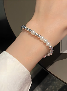 【两件包邮】甜美方牌仿珍珠手链女简约时尚百搭爱心手环ins风小