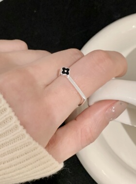 S925镀银一路生花朵戒指女简约时尚百搭气质网红开口指环食指戒指